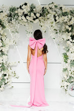 Load image into Gallery viewer, MACEY HALTER BOW FISHTAIL DRESS