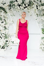 Load image into Gallery viewer, POPPY COWL CAPE BACK FISHTAIL DRESS