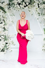 Load image into Gallery viewer, POPPY COWL CAPE BACK FISHTAIL DRESS