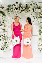 Load image into Gallery viewer, POPPY COWL CAPE BACK FISHTAIL DRESS