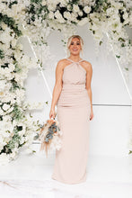 Load image into Gallery viewer, SIENNA TWIST HALTER RUCHED FISHTAIL DRESS