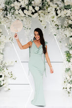 Load image into Gallery viewer, HATTIE TIE SHOULDER COWL FISHTAIL DRESS