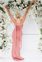 Load image into Gallery viewer, BONNIE DRAPE NECK RUCHED FISHTAIL DRESS