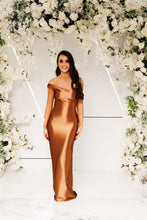 Load image into Gallery viewer, ISLA DRAPE ARM BOW SHOULDER FISHTAIL DRESS