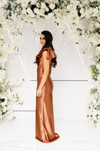 Load image into Gallery viewer, ISLA DRAPE ARM BOW SHOULDER FISHTAIL DRESS
