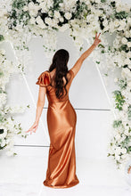 Load image into Gallery viewer, ISLA DRAPE ARM BOW SHOULDER FISHTAIL DRESS