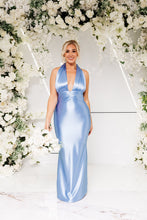 Load image into Gallery viewer, STEFANI PLUNGE HALTER BACKLESS FISHTAIL DRESS