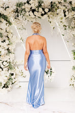 Load image into Gallery viewer, STEFANI PLUNGE HALTER BACKLESS FISHTAIL DRESS
