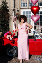 Load image into Gallery viewer, HATTIE RUCHED TIE SHOULDER COWL FISHTAIL DRESS