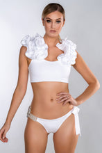 Load image into Gallery viewer, WHITE RUFFLE SHOULDER BIKINI