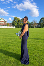 Load image into Gallery viewer, MACEY HALTER TIE NECK FISHTAIL DRESS