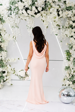 Load image into Gallery viewer, LILA TWIST COWL RUCHED FISHTAIL DRESS