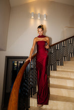 Load image into Gallery viewer, BONNIE SCARF RUCHED SHINE FISHTAIL DRESS