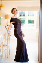 Load image into Gallery viewer, ROSIE RUCHED BANDEAU FISHTAIL SHINE DRESS