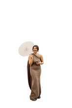 Load image into Gallery viewer, REBECCA CAPE SHOULDER FISHTAIL DRESS
