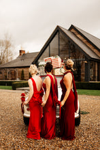 Load image into Gallery viewer, KIMMIE HALTER COWL RUCHE DRAPE DRESS