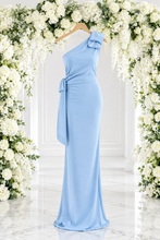Load image into Gallery viewer, ARIA ONE SHOULDER DOUBLE BOW FISHTAIL DRESS