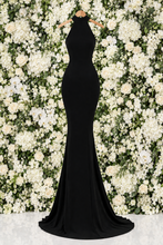 Load image into Gallery viewer, MACEY HALTER BOW BUM FISHTAIL DRESS