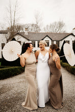 Load image into Gallery viewer, MEGAN TWIST ONE SHOULDER RUCHED FISHTAIL DRESS