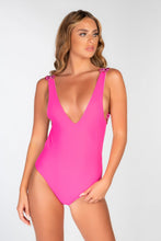 Load image into Gallery viewer, PINK JEWEL STRAP BACKLESS RUCHE BUM SWIMSUIT