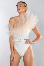 Load image into Gallery viewer, BRIDE TO BE ONE SHOULDER RUFFLE SWIMSUIT.