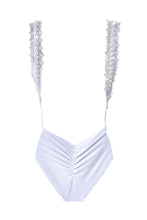 Load image into Gallery viewer, WHITE PEARL STRAP BACKLESS SWIMSUIT
