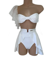 Load image into Gallery viewer, WHITE PREMIUM CREPE BUCKLE FRONT SKIRT
