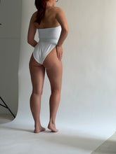 Load image into Gallery viewer, WHITE BANDEAU BELTED SWIMSUIT